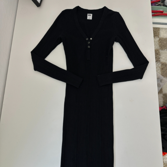 NSF Black Ribbed Knit Dress S - Picture 5 of 7